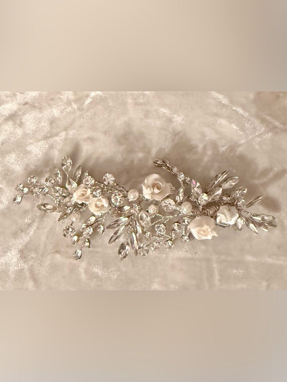 Ivory Floral Crystal Bridal Hair Vine